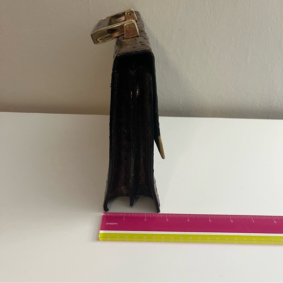 Vintage Mido Korea Brown Ostrich Leather Top Handle Bag - Picture 8 of 12